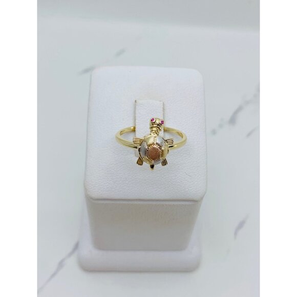 10k solid gold pendant turtle   ❤️ Size 7.5 - Multi-tone gold - tortuga - Picture 1 of 5